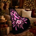 thumbnail image 3 of Pink Ribbon Awareness Botanical, Peaceful Botanical Garden Scene, Warm Flannel Blanket for Sunroom and Reading Nook, Garden Lovers Housewarming Gift, Artistic Home Decor, 3 of 9