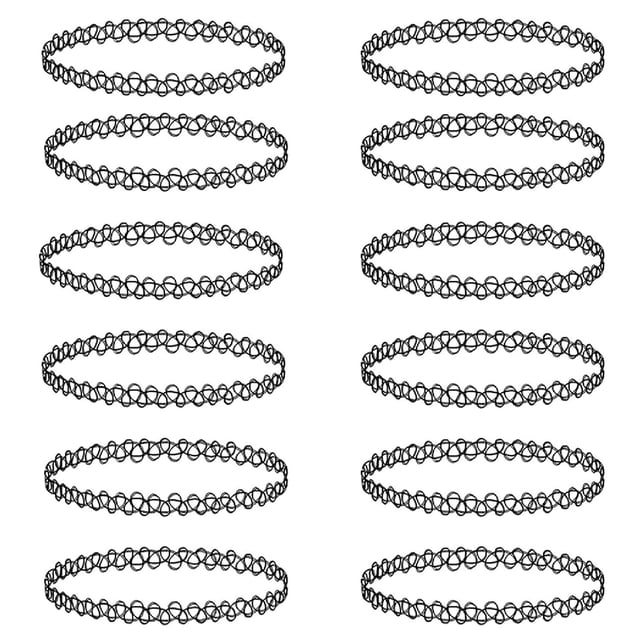 BodyJ4You 12 Pcs Ras-de-Cou Tout Noirs