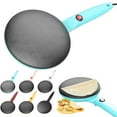 thumbnail image 4 of 8" Instant Griddle Crepe Maker with A Plates and Egg Beater, Kitchen Cooking utensils Set, Non Stick Pan, Auto Thermostat Handheld, Long Handle Portable Breakfast Maker for Pancake Chapati (Red), 4 of 5