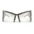 thumbnail image 6 of Womens Large Rhinestone Bold Angular Squared Rectangle Plastic Sunglasses Silver - Clear Mirror, 6 of 8