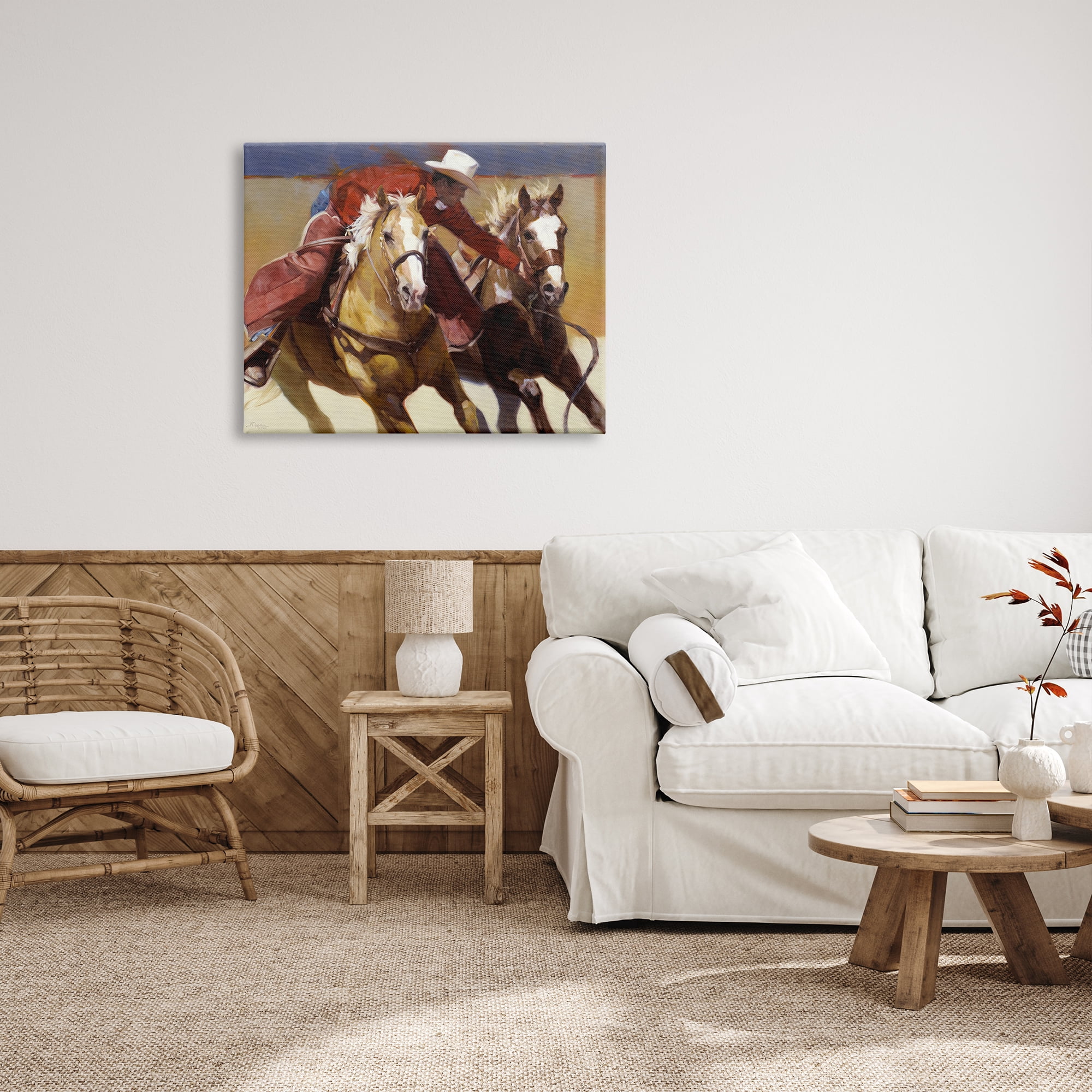 Stupell Industries Rodeo Cowboy Painting Animals & Insects Painting Gallery Wrapped Canvas Print Wall Art, 40 x 30