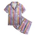 thumbnail image 5 of UAYOTSE Kids Girls Collared Button‑Front Satin Pjs, Short‑Sleeve Top and Sleep Shorts, Wearable Sleep Set for At‑Home Play and Overnight Stays Size 12-13 Years, 5 of 6