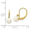 thumbnail image 3 of Auriga 14k Yellow Gold 5-6mm Pearl and 0.03ct Natural Diamond Dangle Earrings for Women(L- 15mm, W- 5mm), 3 of 5