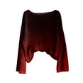 thumbnail image 3 of Women's Gradient Color Knit Pullover Sweater, Lightweight Loose Fit Long Sleeve Crewneck Top for Winter Warmth, Casual Streetwear, Daily Layering and Versatile Occasions Black L, 3 of 3
