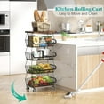 thumbnail image 2 of 5-Tier Rolling Fruit Basket with Wooden Lid, Stackable Wire Vegetable Storage Cart on Wheels for Kitchen Pantry, 2 of 6