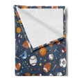 thumbnail image 2 of Sport Soft Flannel Fleece Throw Blanket, Many Basketball Baseball and Football Champ Gloves Dark Background, Cozy Plush for Indoor and Outdoor Use, 50" x 60", Dark Blue Multicolor, by Ambesonne, 2 of 5