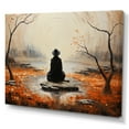 thumbnail image 2 of Designart "Orange Grey Meditation Zen Garden painting" Spiritual Wall Art Living Room, 2 of 5