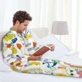 thumbnail image 6 of Logiee Summer Animal Print Mens Long Sleeve Pajama Set,Notched Collar Pajamas for Men, Men's Sleepwear,Mens Sleepwear with Pockets & Button Down-X-Large, 6 of 7