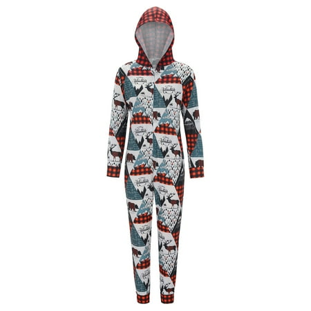 

Sanfanil Christmas Plaid Printed Loungewear Christmas Family Matching Pajamas Long Sleeve Home Sleepwear