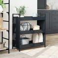 thumbnail image 3 of vidaXL Kitchen Trolley Black 27.6"x11.8"x32.3" Engineered Wood, 3 of 16