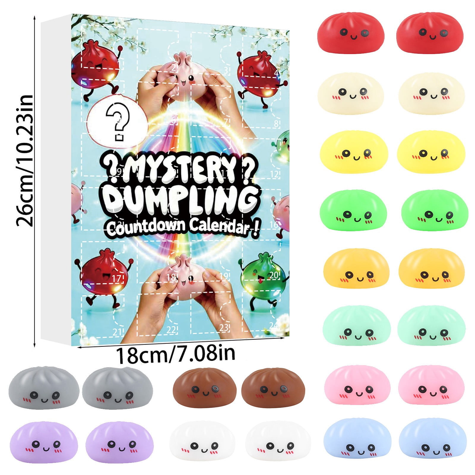 Crazy Fun RMS 24 Surprise Dumpling Advent Calendar Edition Fidget Toys Christmas Countdown Stress Relief Squishy for Kids