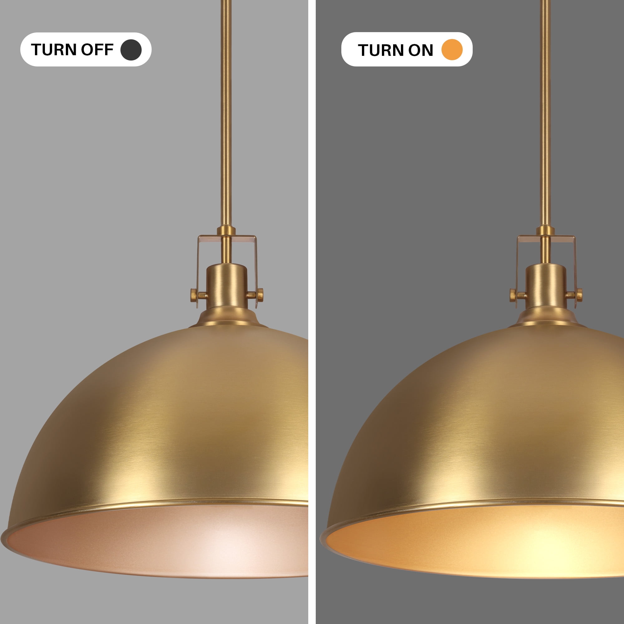 Modern Pendant Light, 18"Farmhouse Pendant Light Industrial Large Dome Brushed Gold Chandelier Ceiling Hanging Lighting for Dining Room Kitchen Island Bar Hallway Entryway