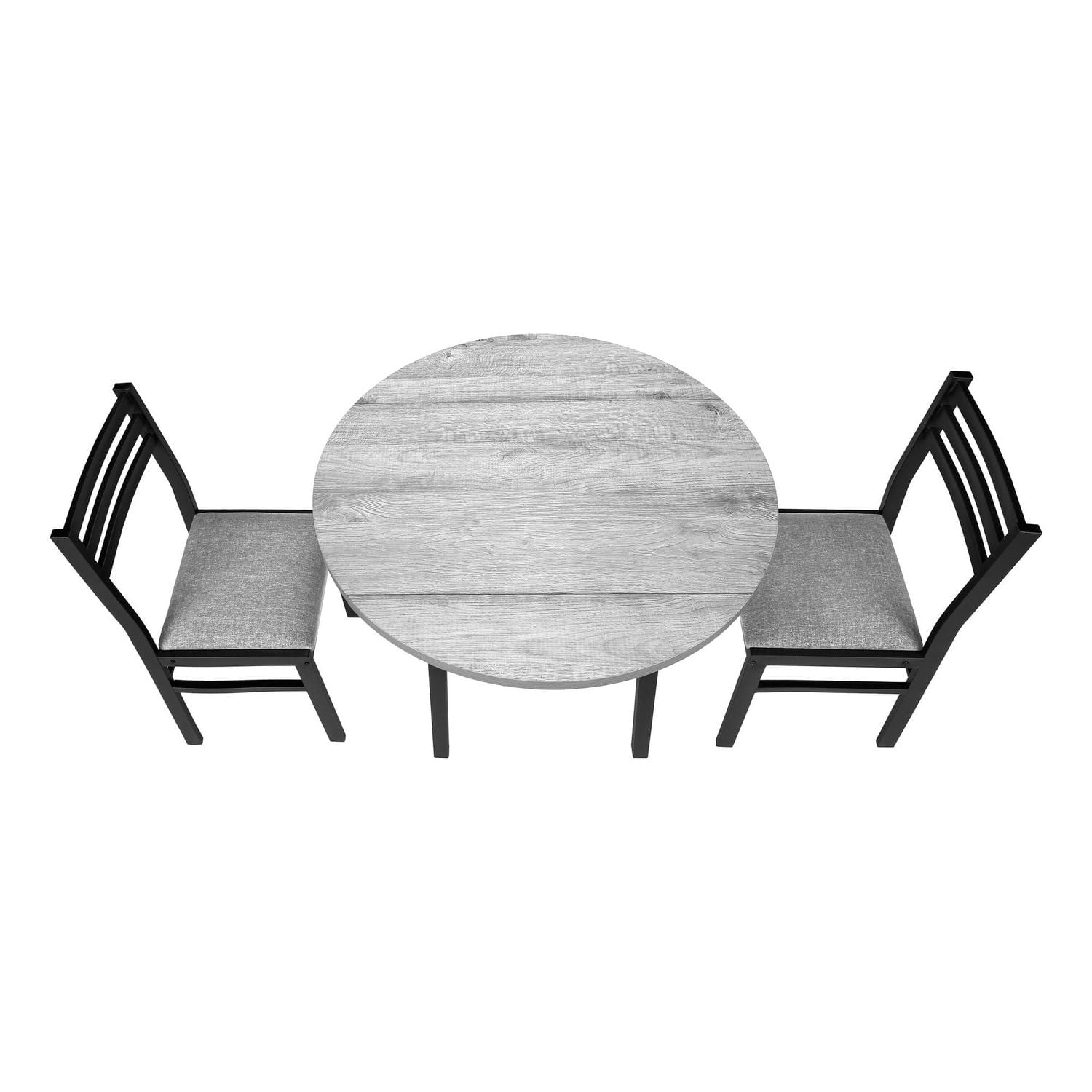 Monarch Specialties  Ensemble De Table À Manger, Ensemble 3pcs, Petit, Tablette Rabatante 35", Cuisine, Métal Noir, Stratifié Gris, Contemporain, Moderne