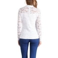 thumbnail image 3 of INSPIRE CHIC Semi Sheer Lace Blouse for Women's Long Sleeve Round Neck Work Casual Vintage Top XS White, 3 of 6