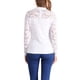 thumbnail image 3 of Blusa de encaje semitransparente Inspire Chic para mujer, de manga larga, cuello redondo, estilo casual vintage, talla XS, color blanco, 3 of 6