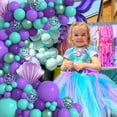 Janinus Mermaid Balloon Garland Arch Kit Teal Blue and Purple Balloons Arch Kit Mermaid Tail