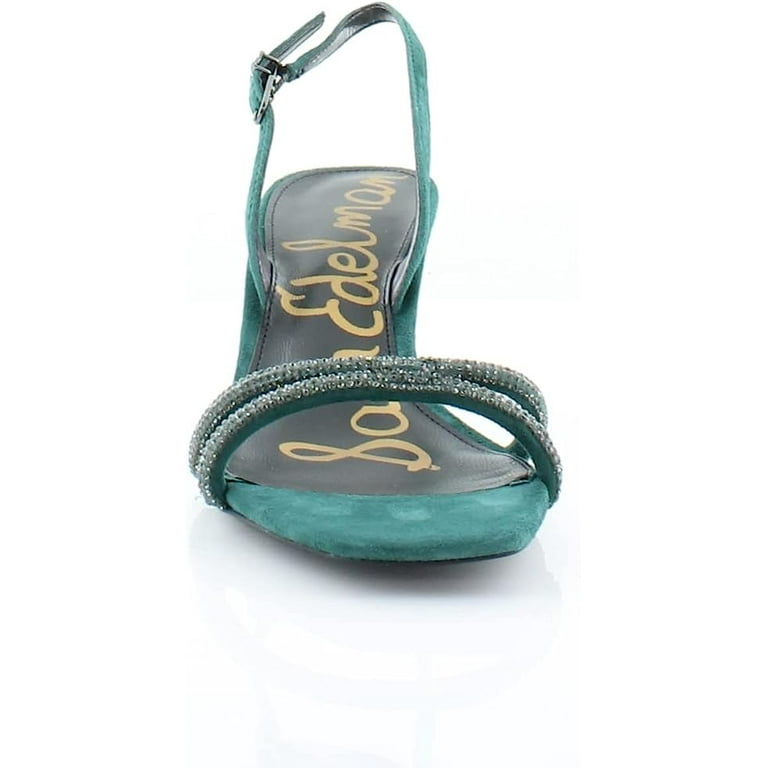 Sam Edelman Ronan Green Ivy Crystal Rhinestone Ankle Strap Open Toe Heel Sandals Green Ivy 10