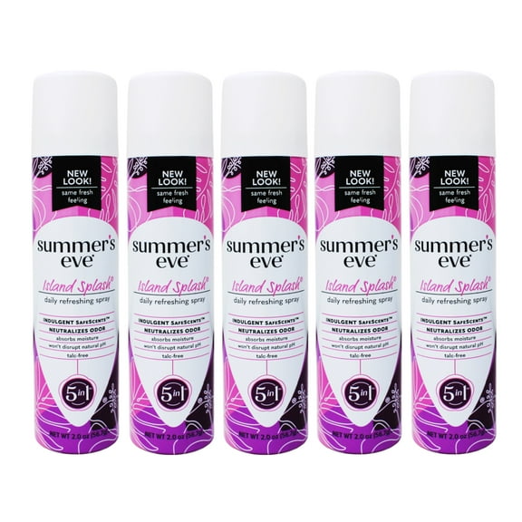 5 Pack - Summer's Eve Feminine Deodorant Spray Island Splash 2 oz Each