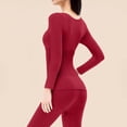 thumbnail image 6 of XRoczxe Women Textured Scoop Neck Thermal Underwear Set High Waist Tummy Control Soft Skin-Friendly Warm Slim Fit Long Sleeve Top & Pants Multi Solid Color Winter Base Layer Suit, 6 of 6