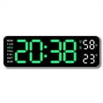 thumbnail image 1 of Reloj de Pared Digital Grande Pantalla de Temperatura y Humedad Semana Reloj Despertador de Mesa LED Electrónico 12/24H Verde, 1 of 8