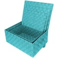 thumbnail image 2 of Sorbus Storage Box Woven Basket Bin Container Tote Cube Organizer Set Stackable Storage Basket Woven Strap Shelf Organizer Built-in Carry Handles (Woven Lid Baskets - Aqua), 2 of 7