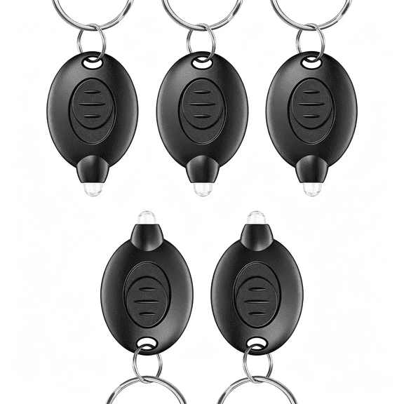 HIBIBUD 5 Pack Led Keychain Flashlight Mini Led Keychain Light 12 Lumen Portable Ultra Bright Battery Powered Key Ring Torch for Outdoor Camping Hiking and Emergency Lighting,Black Shell