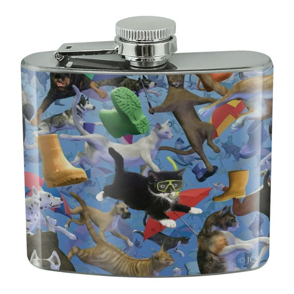 Raining Cats and Dogs Stainless Steel 5oz Hip Drink Kidney Flask