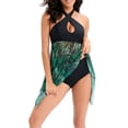 thumbnail image 2 of Traje de baño de verano de las mujeres 2 Pcs Set, Leaf Print Cross Halter Tank Top Dress + Triángulo Shorts Beachwear Nituyy Conjunto de traje de baño pareo patchwork, 2 of 5