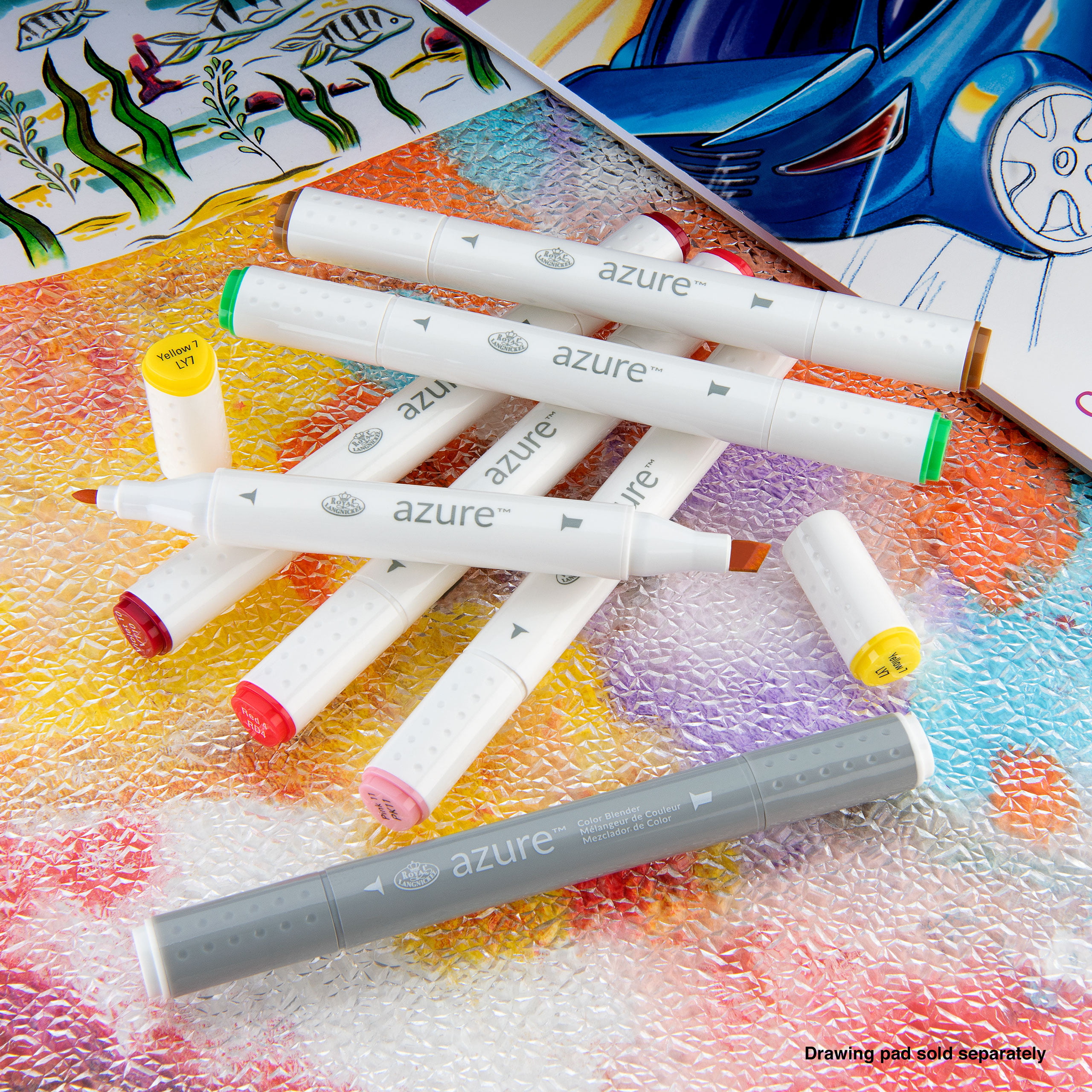 Royal & Langnickel Azure, 7Pc Dual-Tip, Alcohol Based Marker Set, Includes  - 6 Markers & 1 Blender, Grayscale Colors - Imported Products from USA -  iBhejo