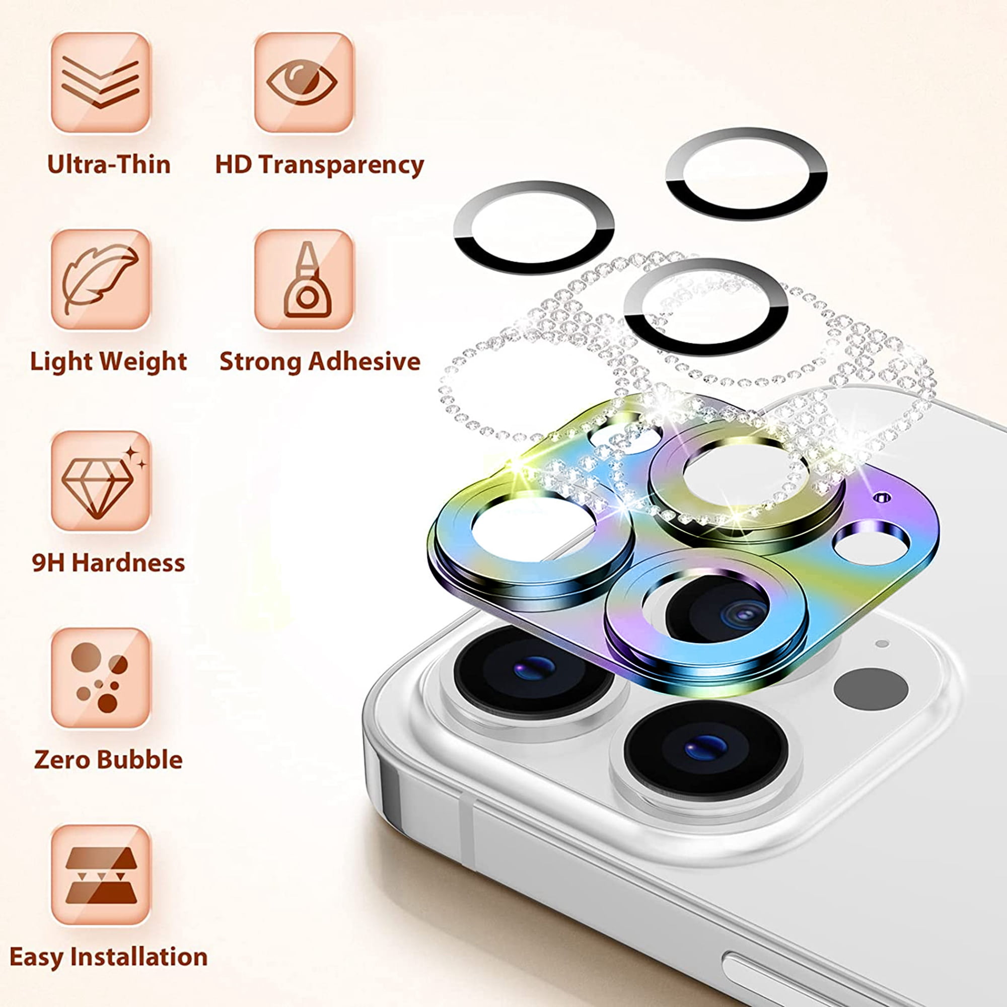  Tomcrazy Gold Rear Camera Decorations for iPhone 11 Pro Max  Diamond Lens Cover Protective Ring Decorate Sticker Protector : Cell Phones  & Accessories