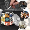 thumbnail image 4 of Yayeee Ashtray with Lid for Cigarette Smokeless Stainless Steel Home Ash Holder, Floral Patterns, 4 of 7