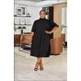 thumbnail image 3 of Plus Size Maxi Dress for Women Casual Pleated Dress Summer Short Sleeve Flowy Swing Dress Loose Beach Dresses Black 2XL, 3 of 5