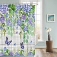 thumbnail image 3 of Fabric Shower Curtain, Hydrangea Eucalyptus Butterfly Floral Watercolor Wood Grain Shower Curtains with 12 Hooks Waterproof Machine Washable Bath Curtains for Bathroom, 54 x 78in, 3 of 6