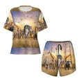 thumbnail image 5 of Wukai Wildlife Protection Women's Pajama Set,Short-Sleeve Top and Shorts with Elastic Waistband and Pockets for Loungewear, Yoga, and Casual Wear-3X-Large, 5 of 8
