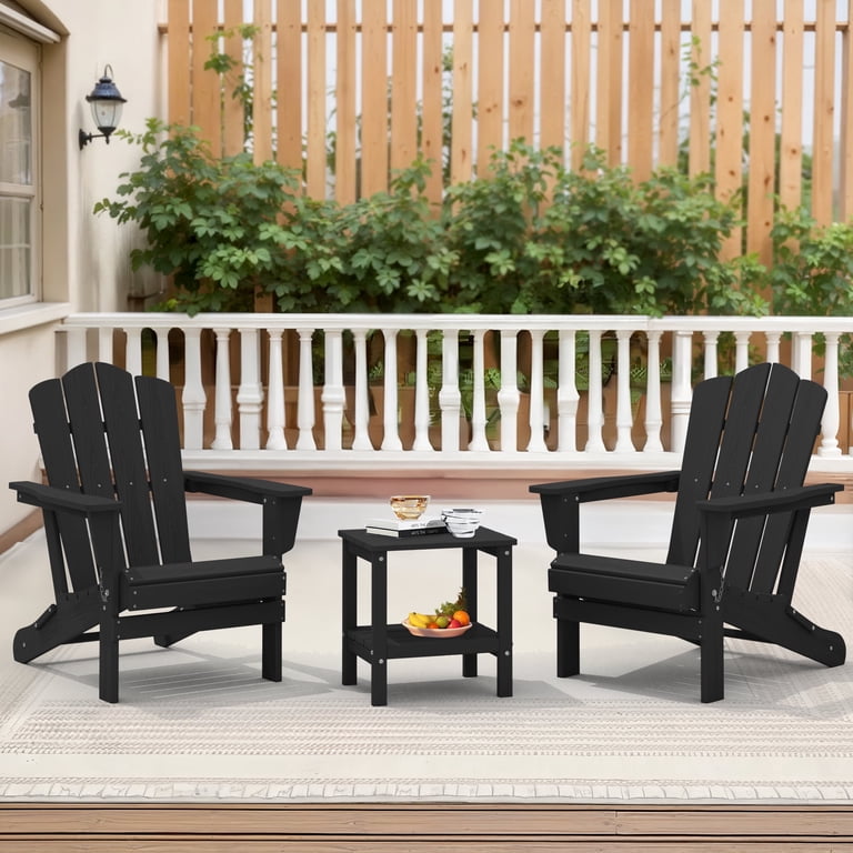 Kingyes 2-Tier Outdoor Side Table, Black HDPE photo 7