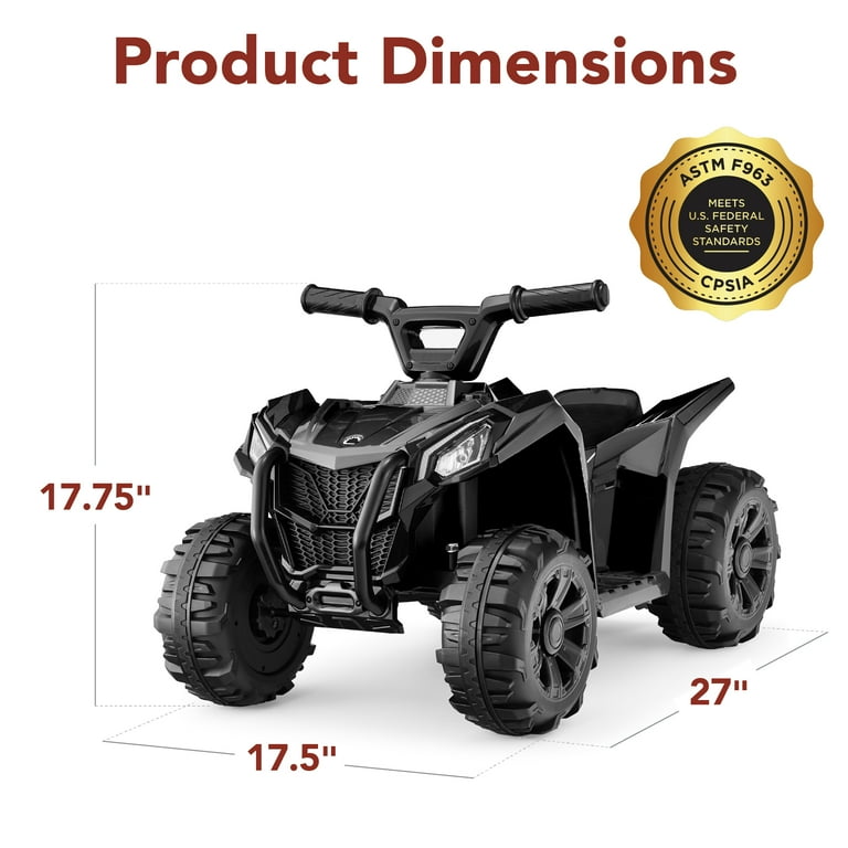 Best Choice 6V Kids Ride On Quad ATV Max Speed 1.8mph Treaded Tires Black Walmart