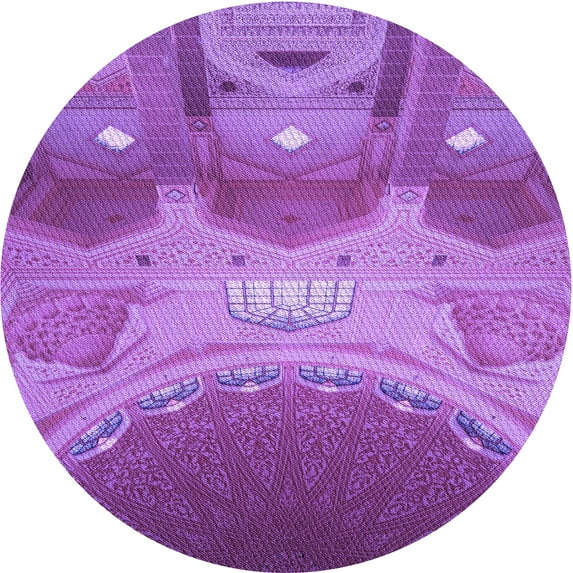 Ahgly Company Machine Washable Indoor Round Transitional Heliotrope Purple Area Rugs, 6' Round