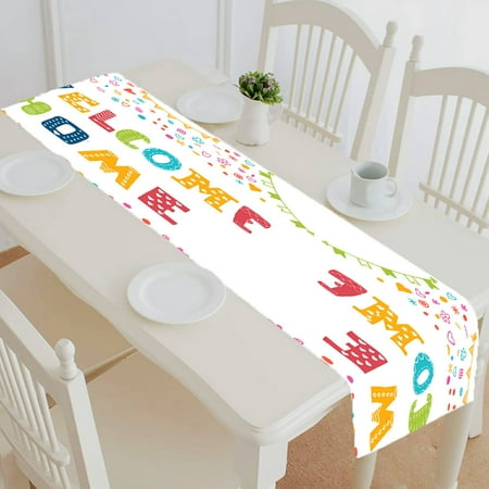 

ECZJNT Welcome home text colorful table runner table cloth tea table cloth 14x72 Inch