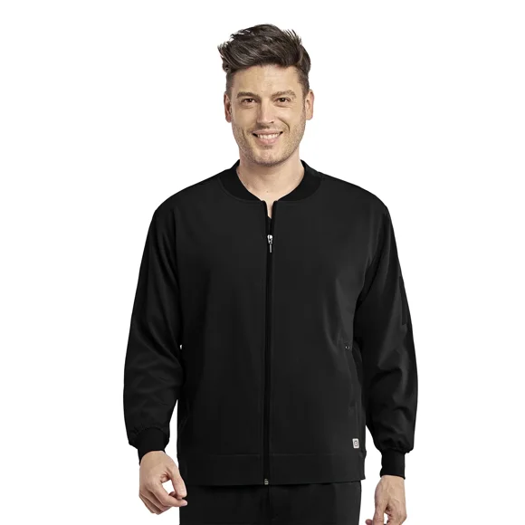 Chaqueta de Uniforme Médico Cazadora con Cremallera Wao Bomber para Hombre-Color Negro-Talla Grande-Chamarra para Doctores Wink