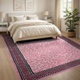 thumbnail image 3 of ODIKA Pink Cheetah Leopard Print Zebra Stripe Border Spotted Bold Motif Non-Slip Flatwoven for Living Room, Under Sectional, Family, 3 of 7