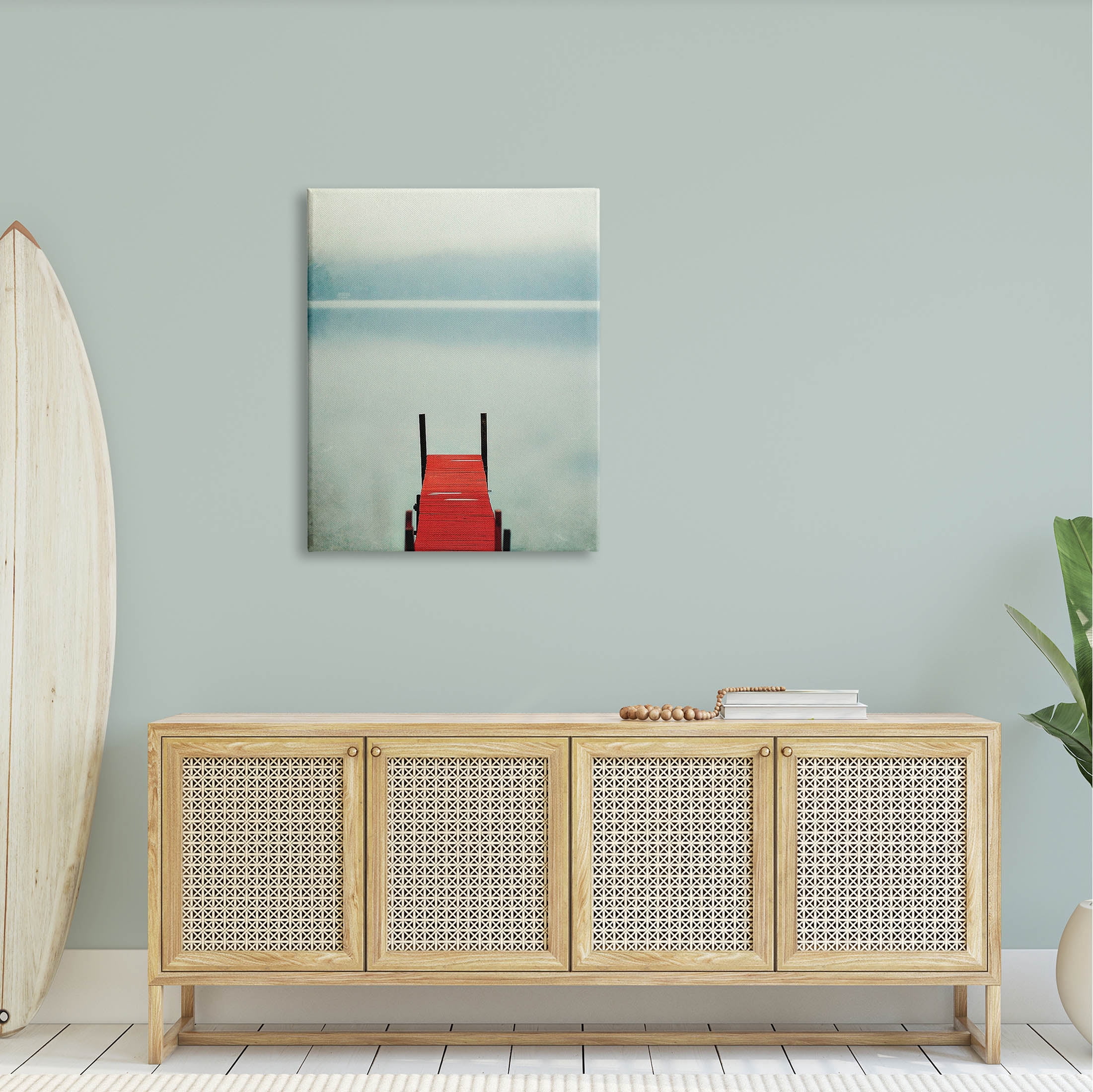 Stupell Industries Misty Red Dock Scene Photograph Gallery Wrapped Canvas Print Wall Art, Design by Carrie Ann Grippo-Pike