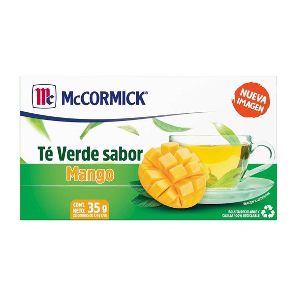 Té verde McCormick sabor mango 25 sobres