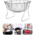 thumbnail image 1 of Foldable Steam Rinse Deep Frying Basket Stainless Steel Fry French Magic Basket Mesh Basket Strainer Net Fried Filter Drainage Rack for Fried Food or Fruits Multifunctional Kitchen Cooking Tool, 1 of 9