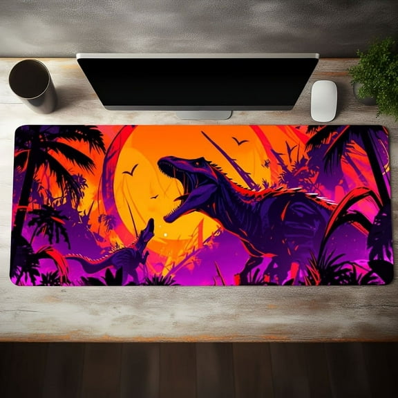 Handsome Tyrannosaurus Rex, Jurassic Purple Mouse Pad, Long Mouse Pad, XXL Non-slip Mouse Pad, Office Games Board Games