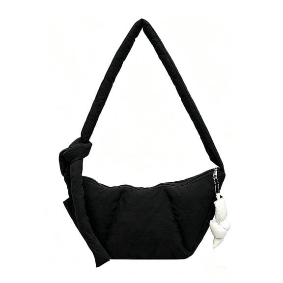 LassZone Puffer Hobo Bag for Women Quilted Crossbody Shoulder Bag Lightweight Nylon Handbag for Daily Use