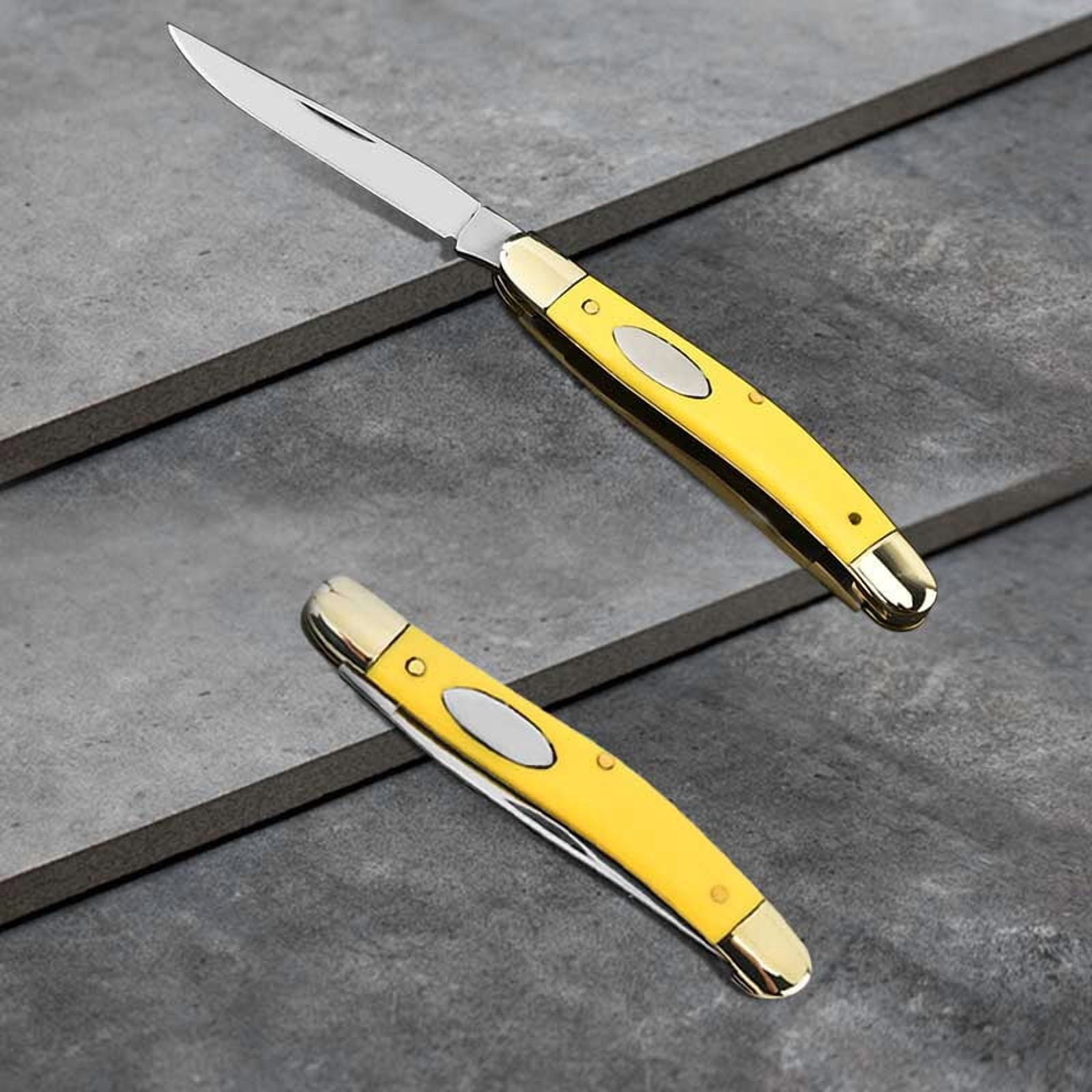 EDCHigh-quality handcrafted three-bladed copper folding knife, pocket knife, and precious sheath knife - an ideal gift for outdoor enthusiasts and campers