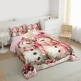 thumbnail image 3 of Manfei Lovely Xmas Snowman Full Size Comforter Sets,Rustic Flower Floral Bedding Comforter Set,Pink White Bedding Sets For Girl Teens,Breathable Home Decor Reversible,3-Piece, 3 of 8