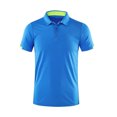 thumbnail image 2 of Manyakai Men Lapel Collar Short Sleeve Shirt Outdoor Golf Tennis T-shirt Sport Workout Button Closure Blue 4XL, 2 of 3