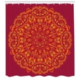 thumbnail image 3 of Ambesonne Mandala Shower Curtain, Psychedelic Vibrant Colored, 69"Wx70"L, Vermilion Fuchsia, 3 of 3