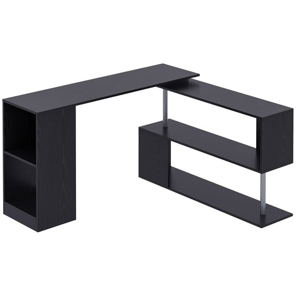 HOMCOM 55" L-Shaped Desk 360° Rotating Corner Computer Desk for Home Office